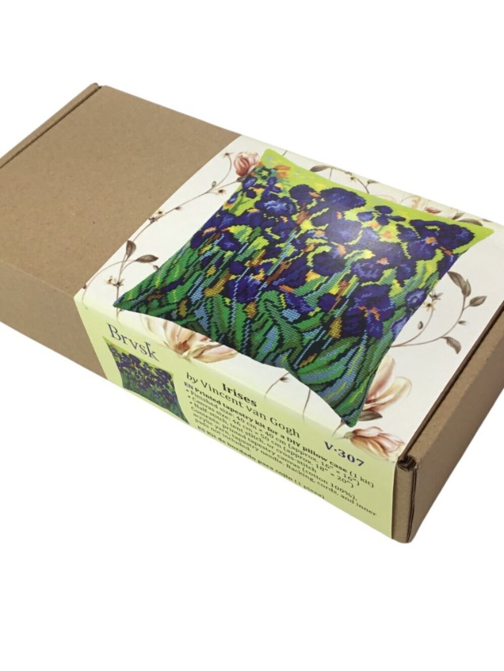 Needlepoint Kit Iris Irses Van Gogh Pillow V-307 Brvsk NIP Printed Canvas 16" sq